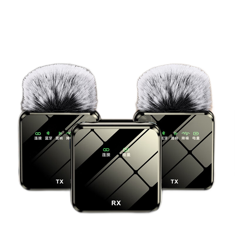 CRENOV [Bluetooth Accompaniment] Wireless Lavalier Microphone, Audio Recording Device for Live Streaming, Mobile Phone And Computer Recording Equipment, TikTok Karaoke, Outdoor Short Video, Professional Noise Reduction, Dual Channel