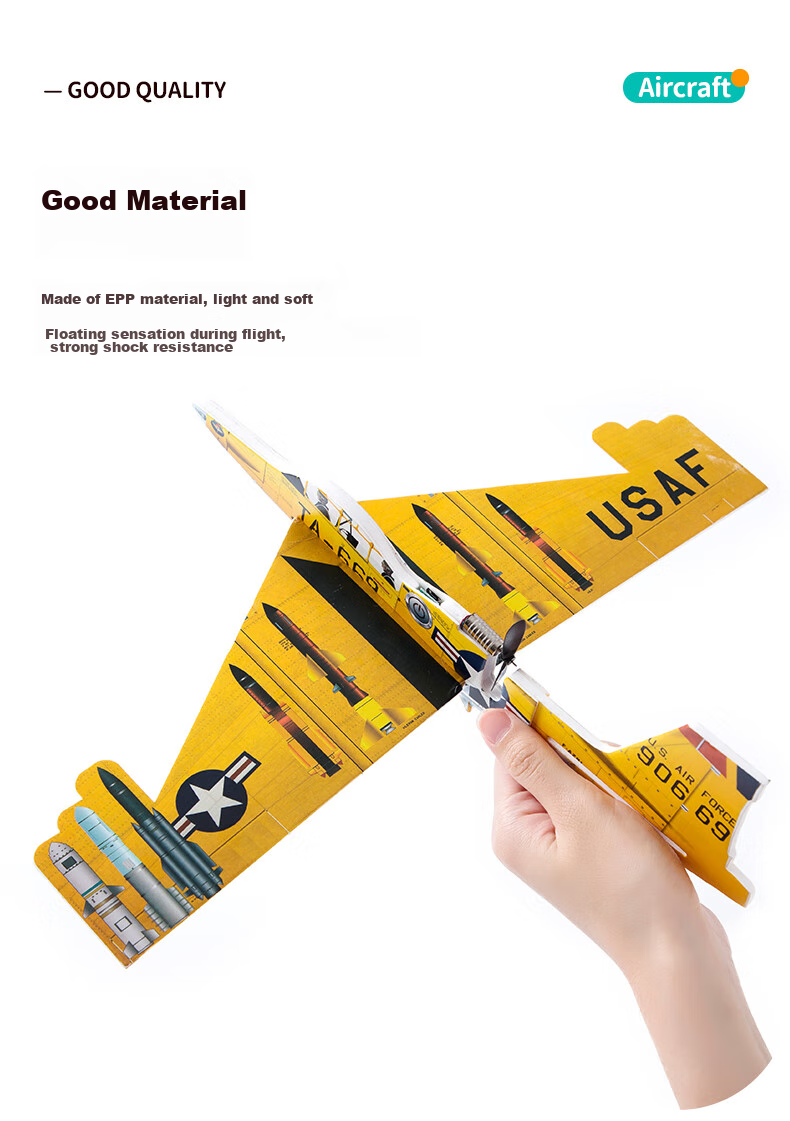 Babamama Glider Toy Airplane, Frisbee, Hand-Thrown Foam Airplane, Outdoor Model Aircraft, Rechargeable Children's Toy 2