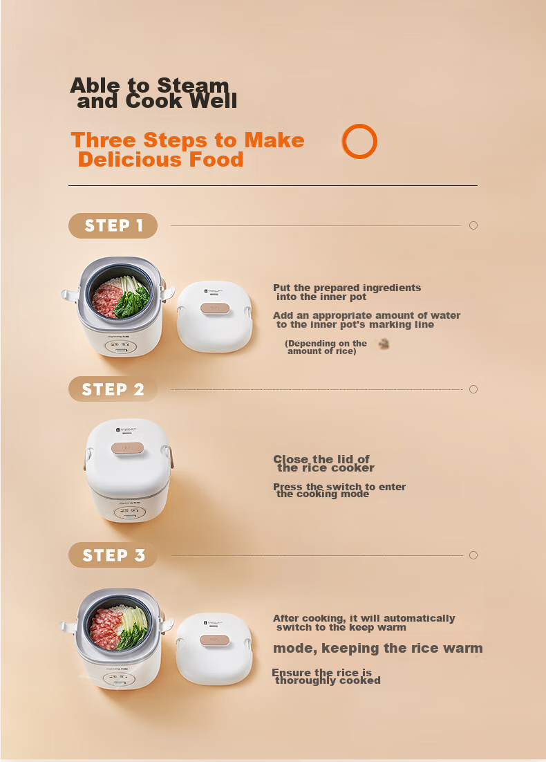 Joyoung [0 Coating] Rice Cooker, 1.6L Capacity for 1-2 People, Non-Coated, 5A Certified, Three-Stage Micro-Pressure Braising Technology, 316 Stainless Steel Inner Pot, 16N8 10