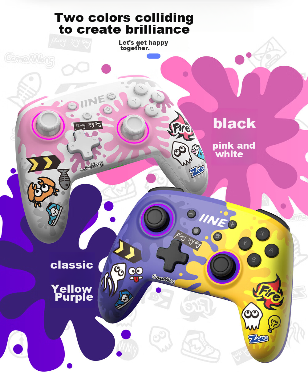 Liangzhi (INE) Compatible with Switch/switch2 Controller, Wireless Bluetooth Wake-Up Pro Controller, PC Computer Steam NFC Function, Splatoon Accessories 2