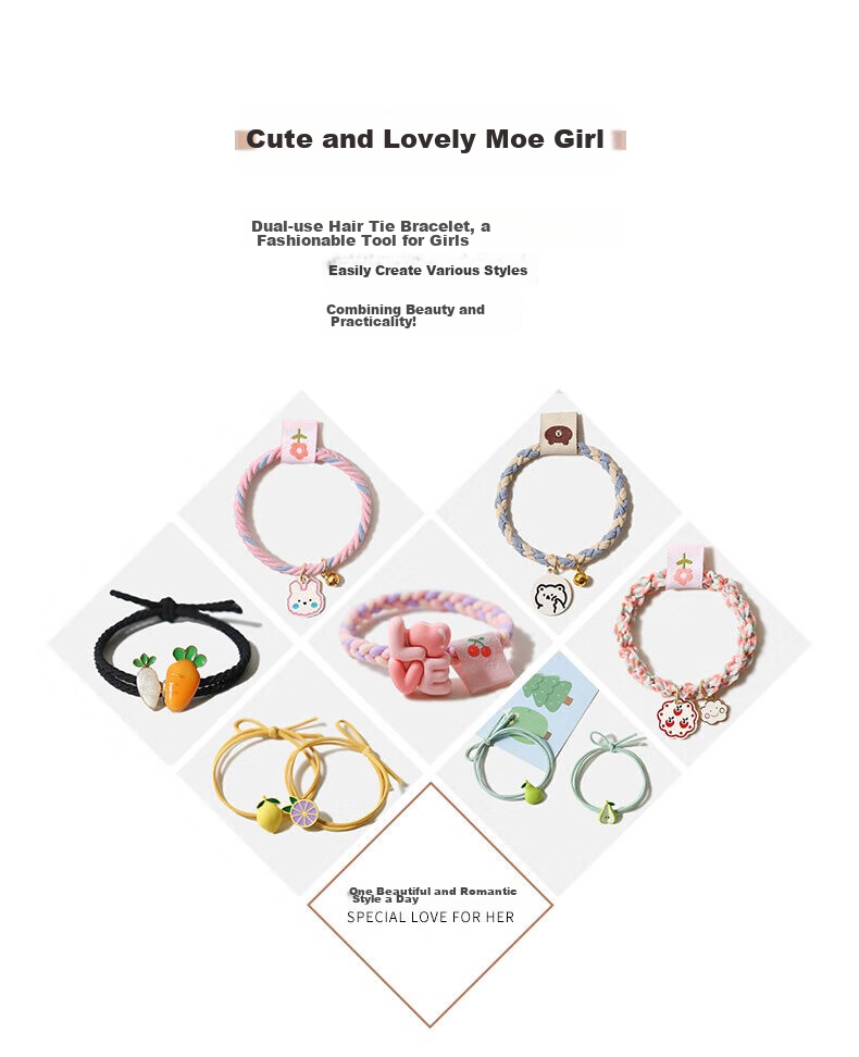 Gunai Weekly Hair Ties, Hair Accessories, Hair Bands, Elastic Hair Bands, Hair Rings, Hair Ornaments for Women, Gift for Girlfriend, New Year Present, High-End 3
