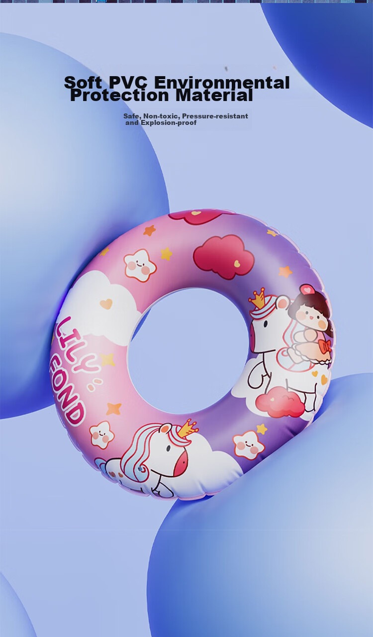 Youyou Thickened Anti-Tip Double Airbag Swimming Ring Unisex Children's Float 96411 Blue Butterfly 70cm 4
