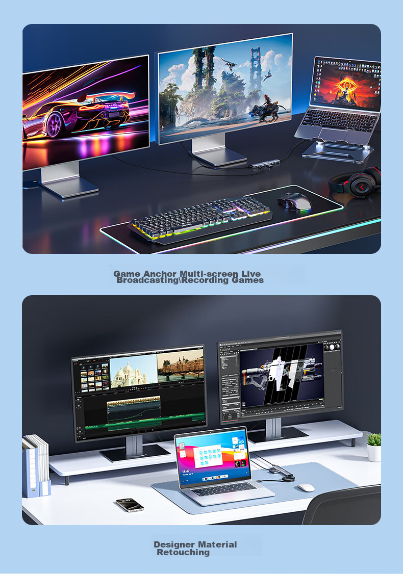 Acasis Type-C Expansion Dock, Computer Desk Type-C to HDMI Adapter, IPad Pro Converter, USB Hub, 4K Compatible with MacBook, Apple, 1 Meter DS-9901 9