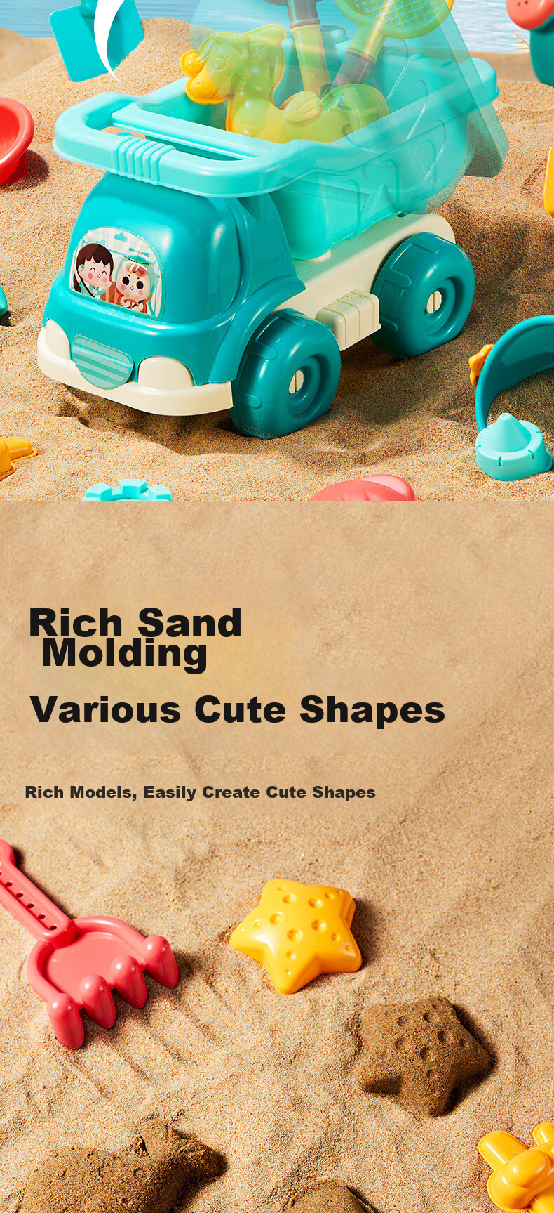 Dimoarch Children's Beach Toys, Sand Shovels And Digging Tools, 34-Piece Set, Outdoor Sand And Water Play Toys, Beach Cars, Birthday Gift 7