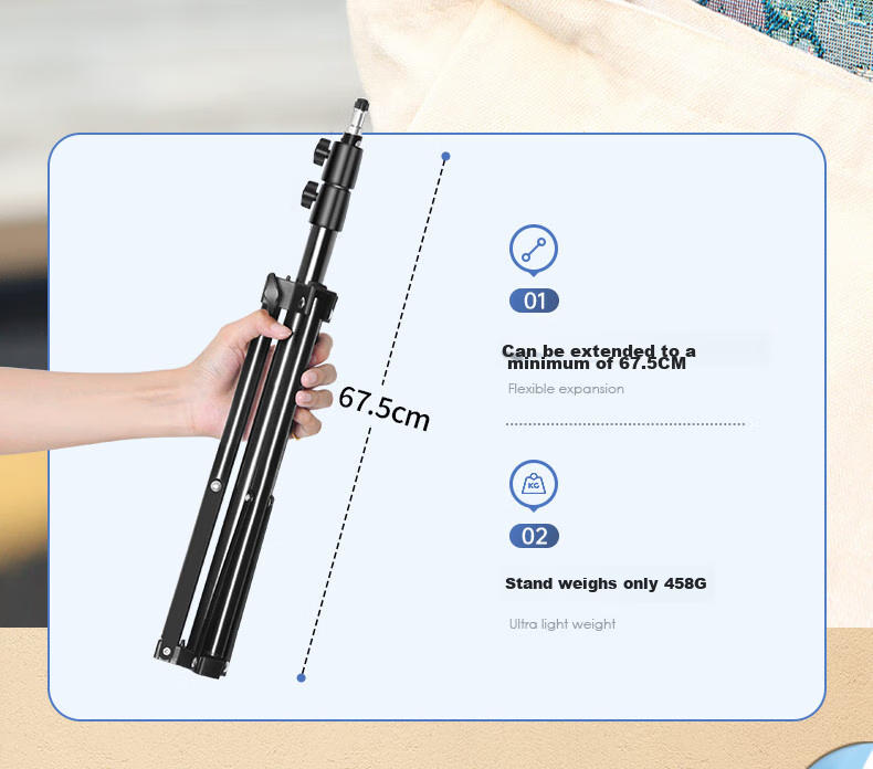 LINGCHEN Floor-Standing Phone Stand, Live Streaming Tripod for TikTok And Kuaishou Short Videos, Influencer Triangle Stand, Outdoor Portable Bracket, 2.1 Meters Foldable Storage 8