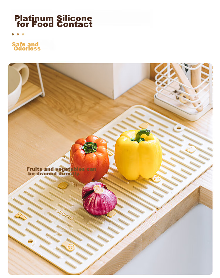 Shuke Orange Cat Draining Mat, Kitchen Silicone Bowl And Chopstick Mat, Absorbent Tabletop, Hand Washing Storage, Heat-Insulating Draining Curtain, Gadget 5