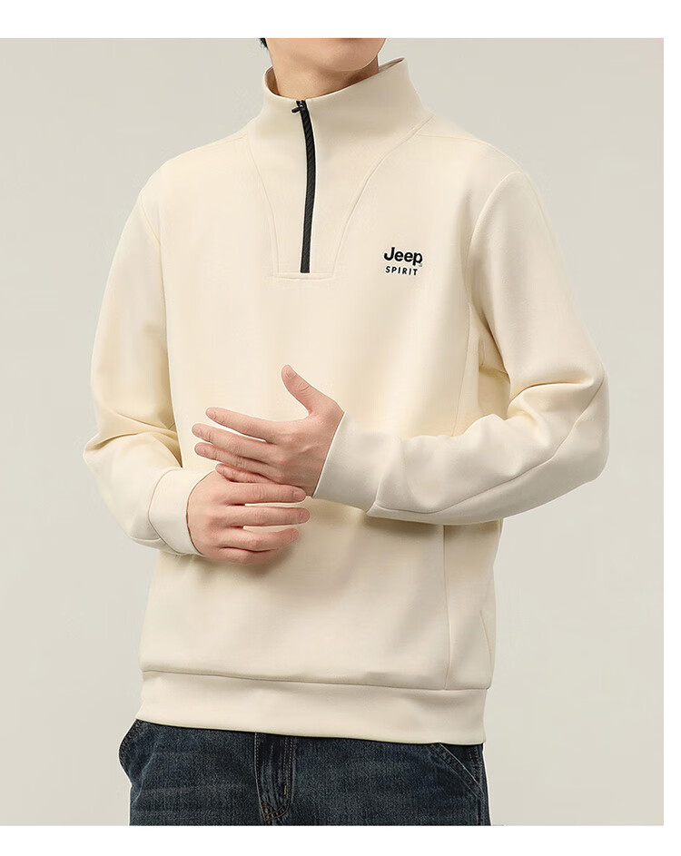 JEEP SPIRIT Men's Sweatshirt, Long-Sleeved T-Shirt for Autumn And Winter, Loose-Fitting Casual Trendy Top for Men's Clothing 13