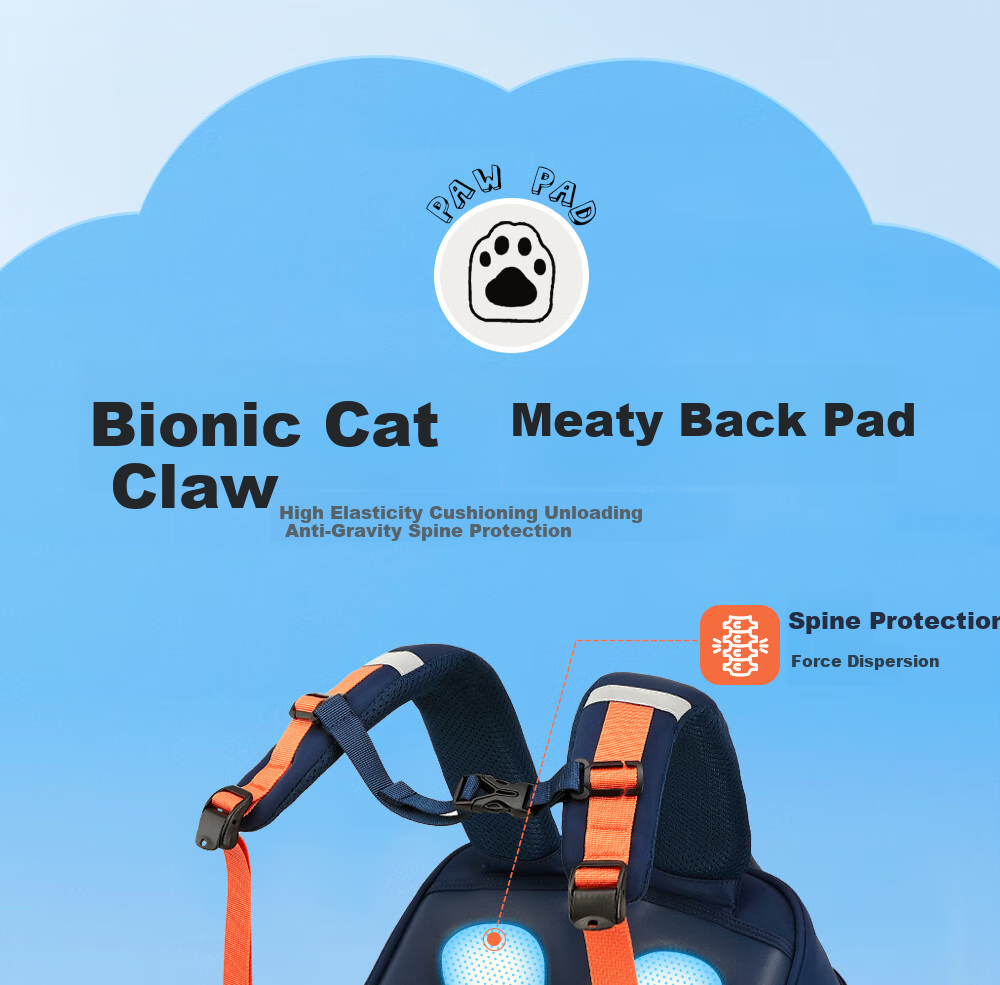RUiPAi Backpack for Primary School Students, Boys And Girls, Spine And Shoulder Protection, Grades 1-3 Bouncy Bionic Design, Weight Reduction, Breathable And Comfortable 5