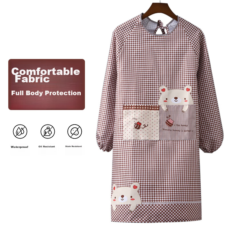 MISHIGUANG Oil-Resistant Long-Sleeve Apron, Adult Kitchen Apron, Hand-Wiping, Fashionable Household Apron for Men And Women, Long Sleeves