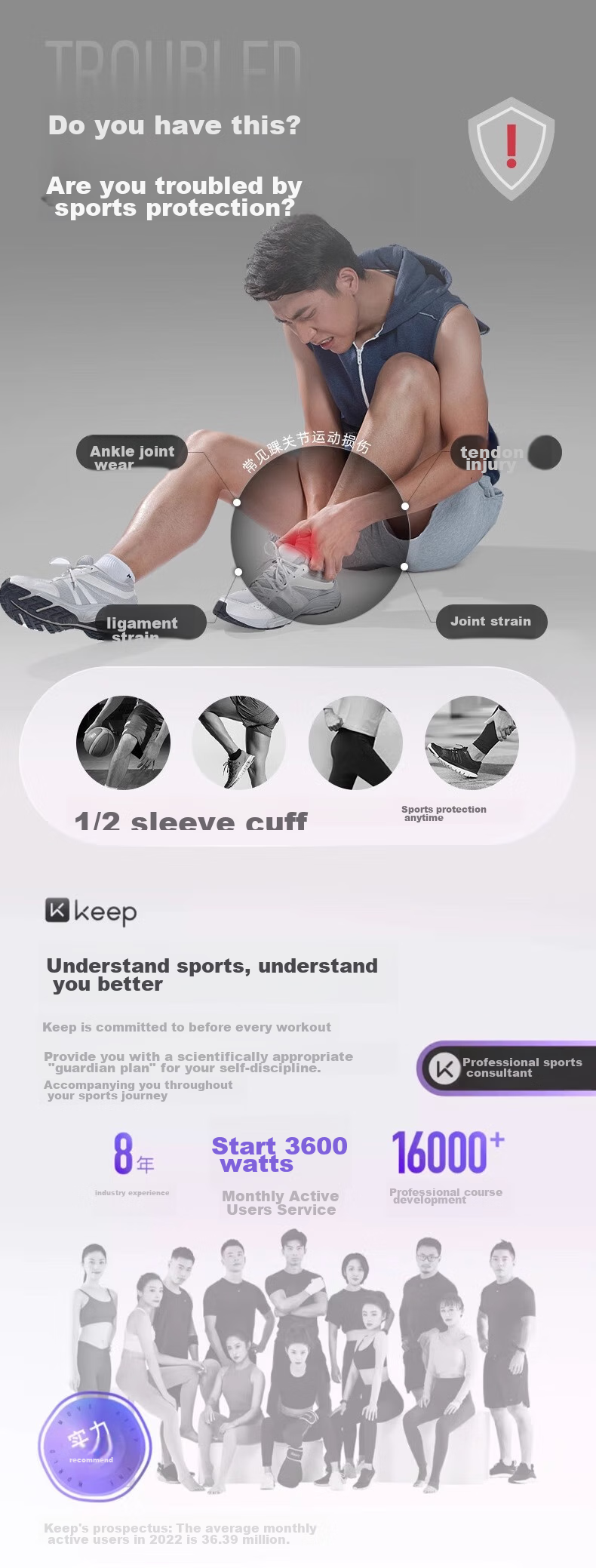 Keep Ankle Brace [3A Antibacterial] Anti-Sprain Ankle Support for Sprain Recovery And Joint Protection, Professional Fixation, 2-Pack S/M 1