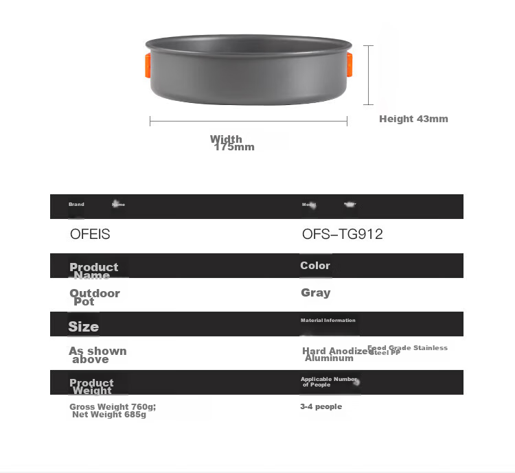 OFEIS Outdoor Cookware Three-In Teapot Frying Pan Camping Stove Set, Ultra-Light Aluminum Alloy Pot Set (10-Piece Set) 24