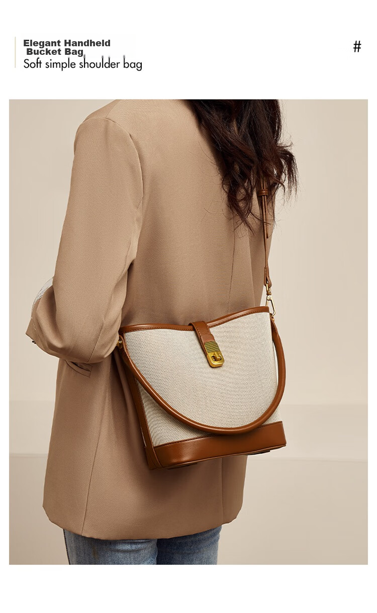 FOXER Women's Handbag, Large Capacity Bucket Bag, Tote Bag, Shoulder Crossbody Bag, Light Luxury Valentine's Day Gift 1