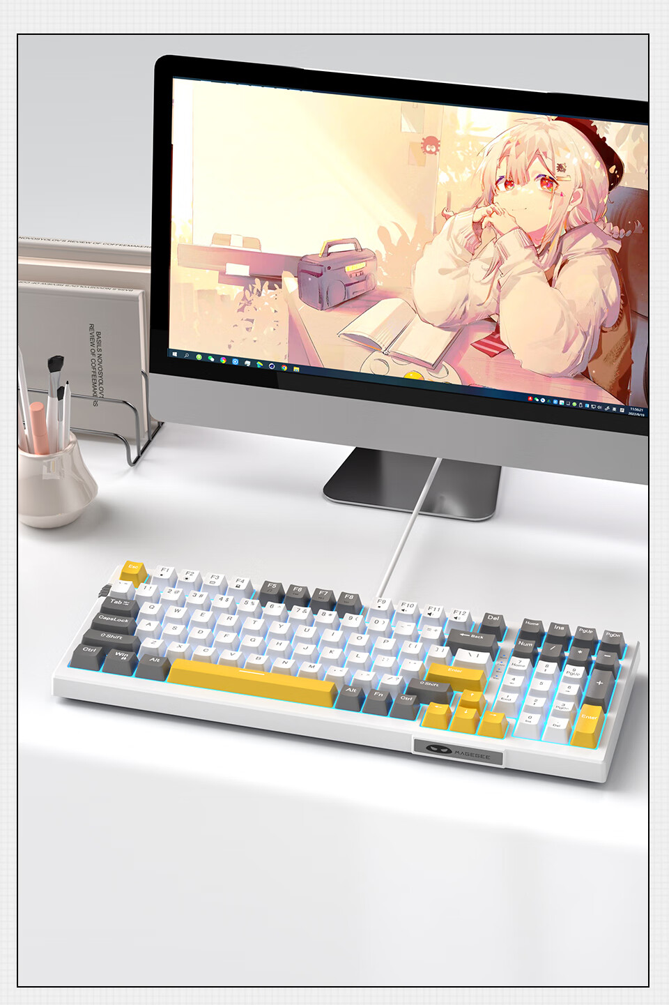 MageGee SKY 98 Hot-Swappable Mechanical Keyboard Gaming E-Sports Keyboard 98-Key Business Office Keyboard Comfortable Feel Keyboard Computer Laptop Keyboard Gray Black Red Switches 16