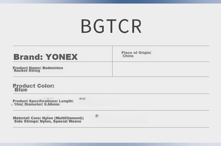 YONEX Badminton String, High Elasticity, Rebound Control, Daily Training, Durable, BGTCR-066, Blue 5