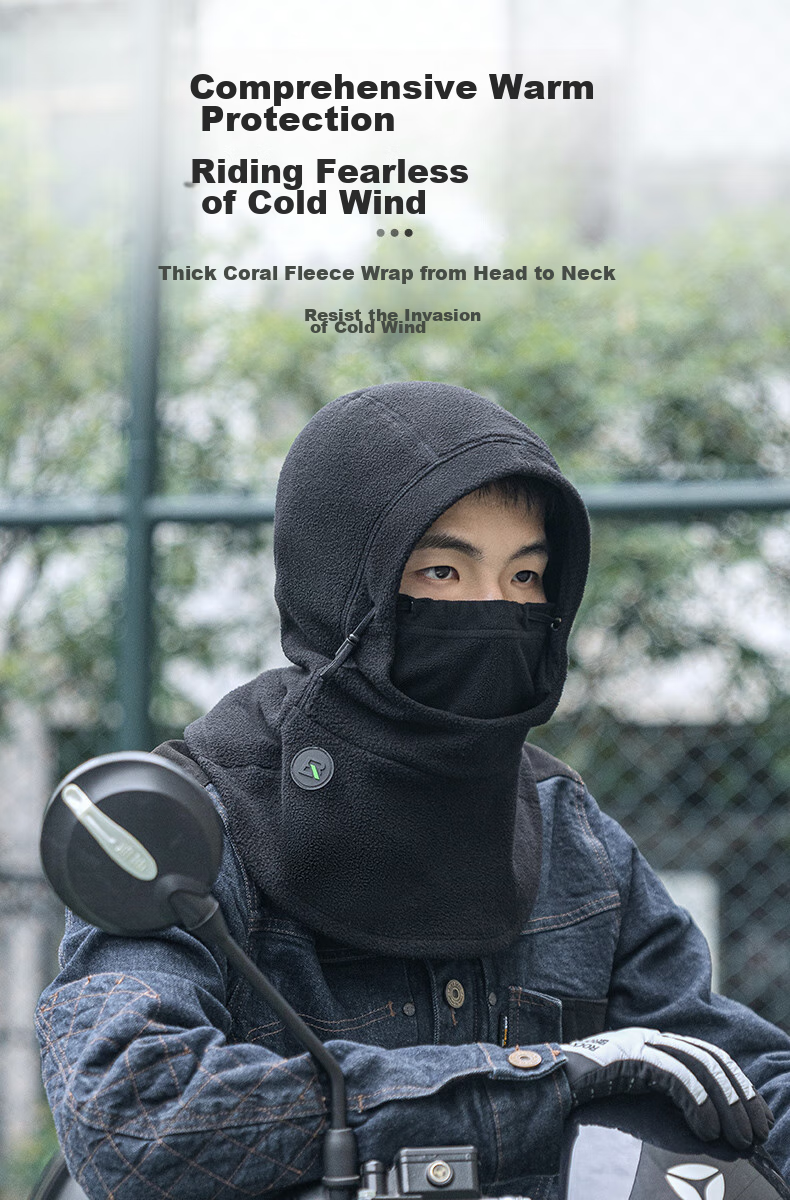 ROCKBROS Warm Face Mask, Cycling Balaclava, Bicycle And Electric Bike Outdoor Fleece Windproof Neck Gaiter, Winter Season, Black 5