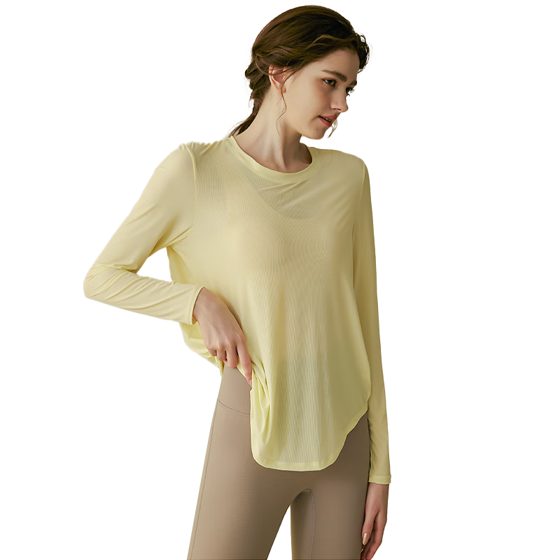 XUEXIMAN Yoga Wear for Women, Loose-Fitting Breathable Sports Top, Running Quick-Dry Training Long-Sleeve T-Shirt, Fitness Clothing Top, Autumn And Winter