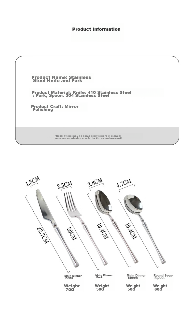 CRISTALGLASS Stainless Steel Steak Knife And Fork Set, High-Quality Western Cutlery, Thick Household Tableware Knife And Fork Set 9