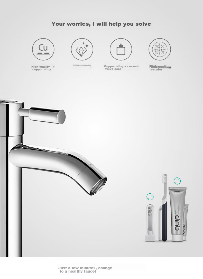HEGII Basin Faucet, High-Leg Single Cold Water Bathroom Sink Washbasin Faucet HMF2600-12 5
