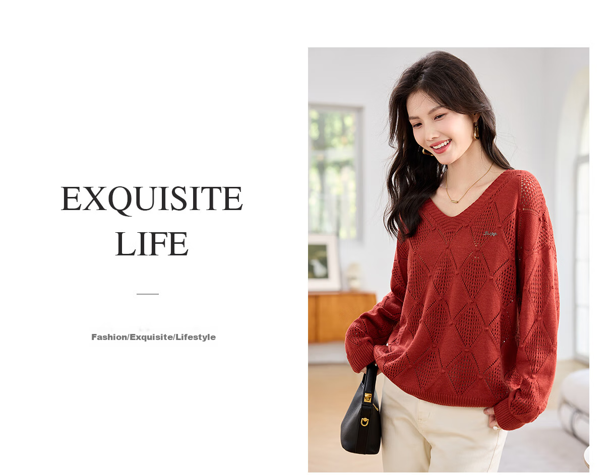 She Enjoy Textured Versatile Diamond Cable Knit Round Neck Sweater Women's Inner and Outer Wear Knit Top T53Z051 13