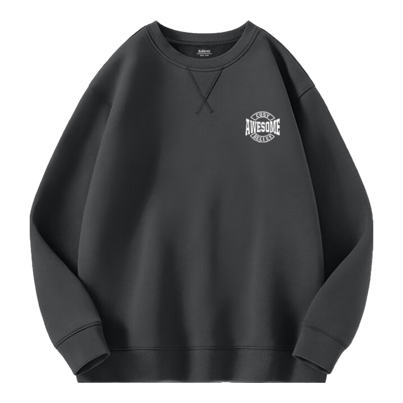 Baleno Crew Neck Sweatshirt for Men, Spring Casual Trendy Oversized Men's Top, Heavyweight Pullover Hoodie Jacket for Students