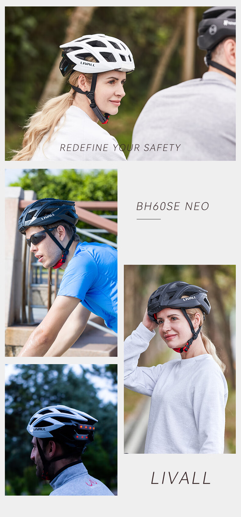 LIVALL Smart Cycling Helmet, Bicycle Mountain Road Bike Helmet with Bluetooth Voice Control, for Adult Men And Women, BH60, White 9