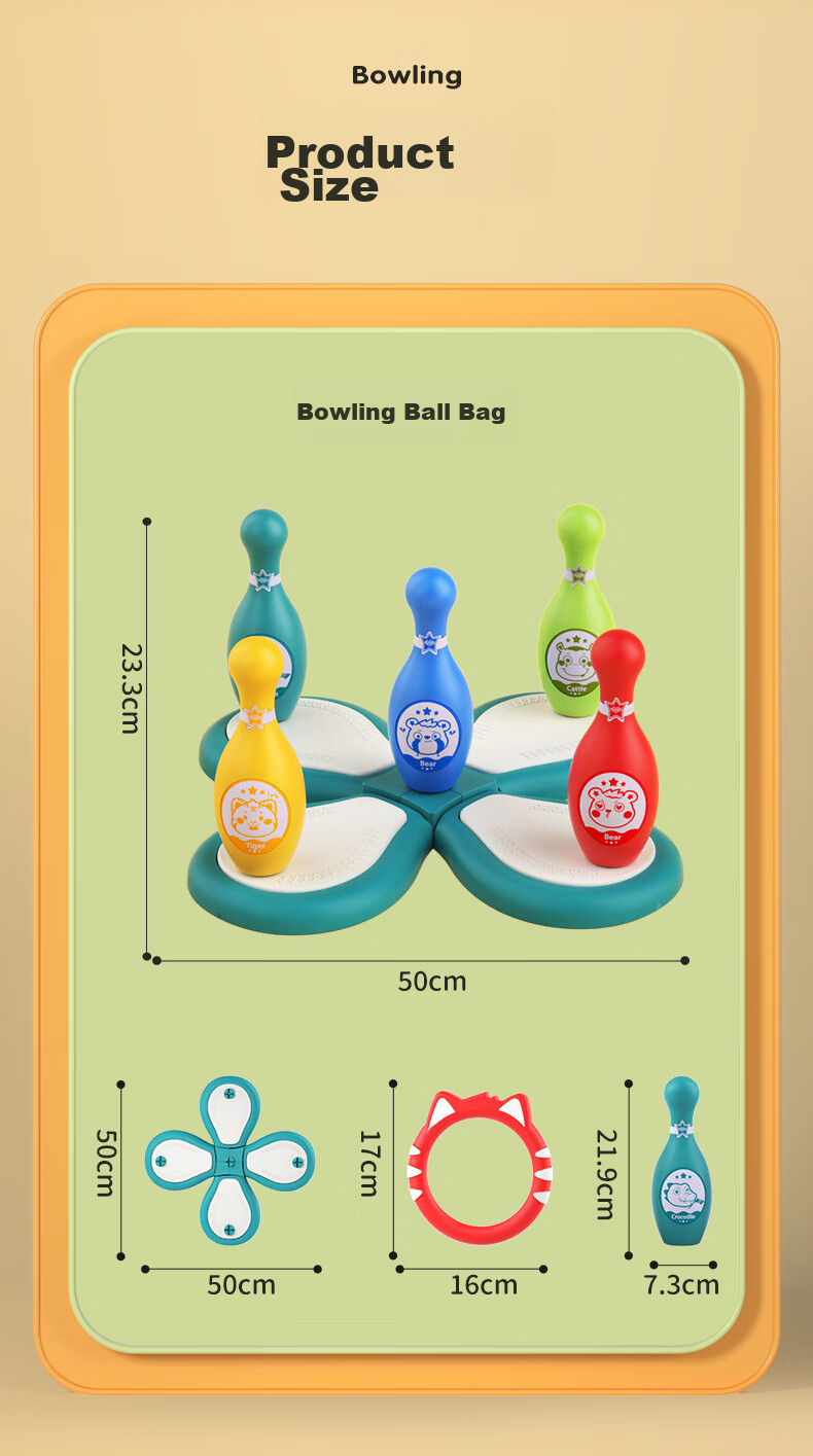Hongdeng Children's Cartoon Bowling Set Large Size Indoor Sports Early Education Toy for Boys Girls Toddlers Birthday Gift 18