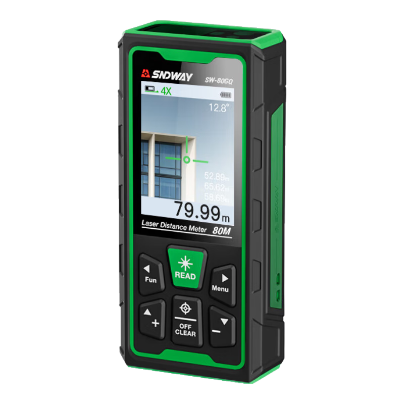 SNDWAY Laser Rangefinder, Outdoor High-Precision Laser Ruler, Infrared Green Light Electronic Measuring Device, SW80GQ