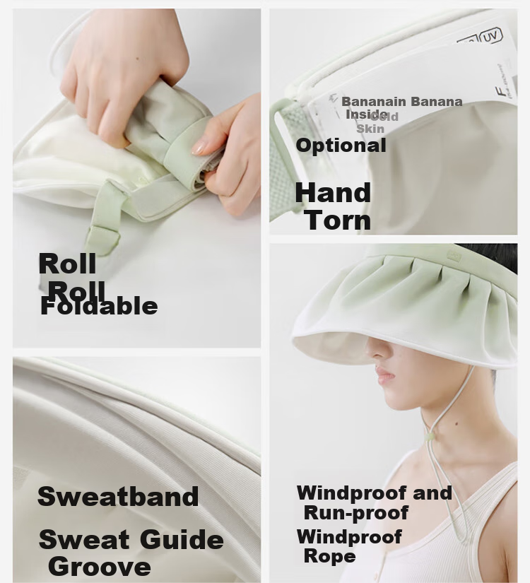 Bananain Liangpi Series Women's Sun Protection Hat with Wide Brim, UV-Resistant Visor Cap, Sunshade Hat, Beige, F 8
