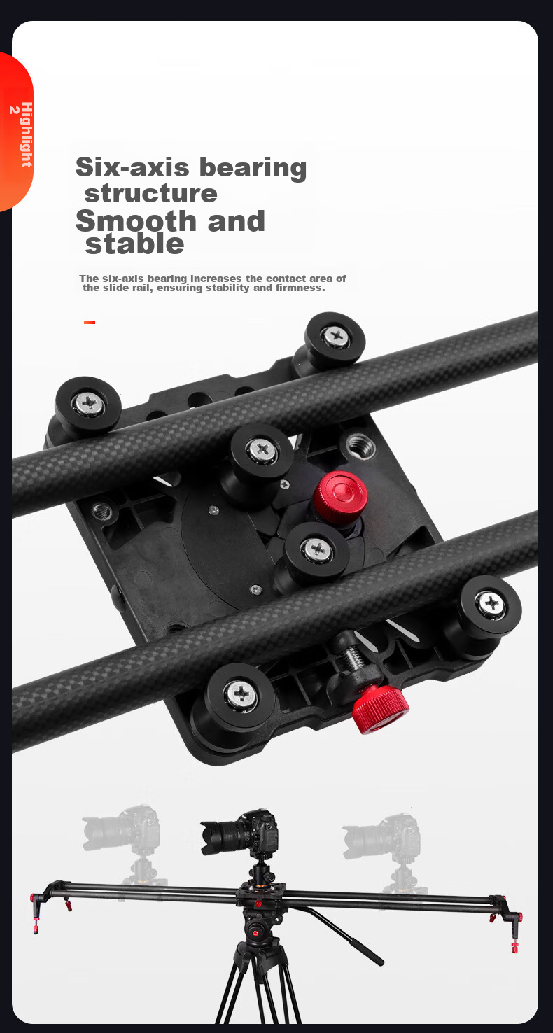 Hakutatz 100cm Carbon Fiber DSLR Camera Photography Slider, Camera Track for 5D3, Video Shooting, Six-Axis Damping Follow Focus, Ball Head Gimbal 5