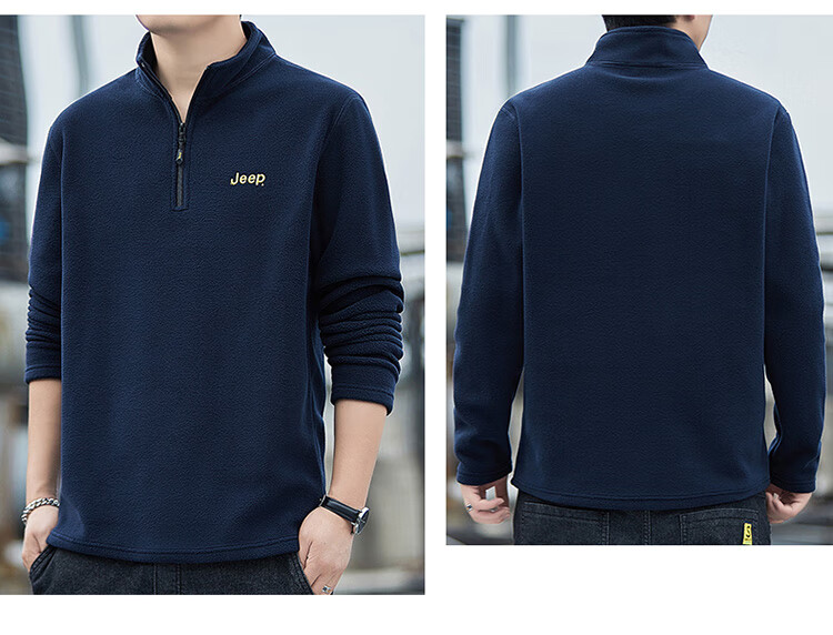 JEEP Men's Sweatshirt, Loose-Fitting Long-Sleeve T-Shirt for Autumn And Winter, Fleece-Lined Thick Casual Clothing for Men, Black, Size M 27