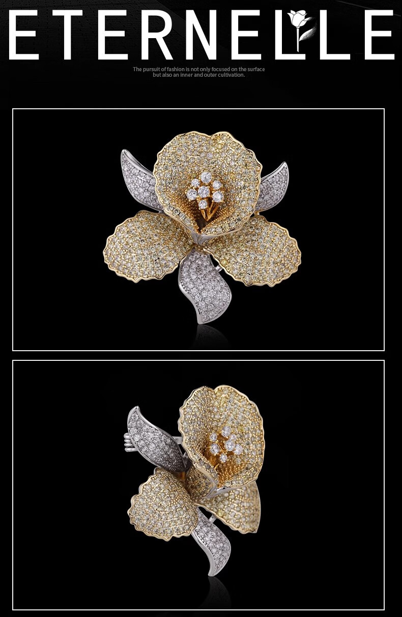 Eternelle French Original Design Camellia Brooch, High-End Luxurious Elegant Corsage, Women's Gift 11