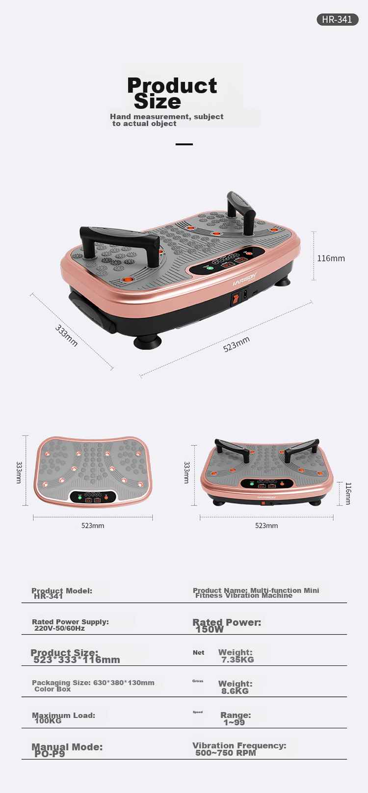 HARISON Fat-Burning Shaker Machine, Lazy Person's Aerobic Exercise Shaker, Multifunctional Vibrating Machine, Fitness Equipment HR-341 30