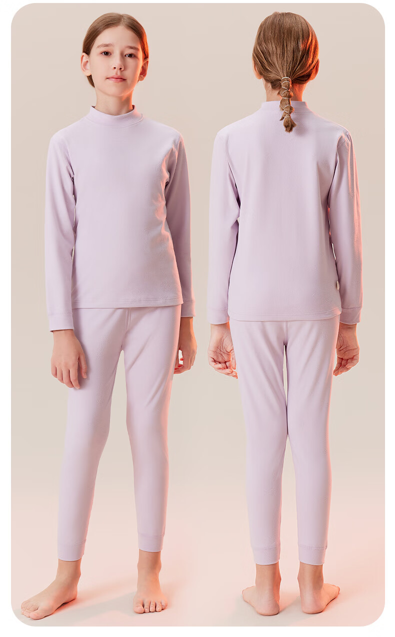 LangSha Girls' Thermal Underwear Set, Children's Autumn Top And Pants, Double-Sided Fleece, Youth And Older Children's Base Layer for Fall And Winter 17