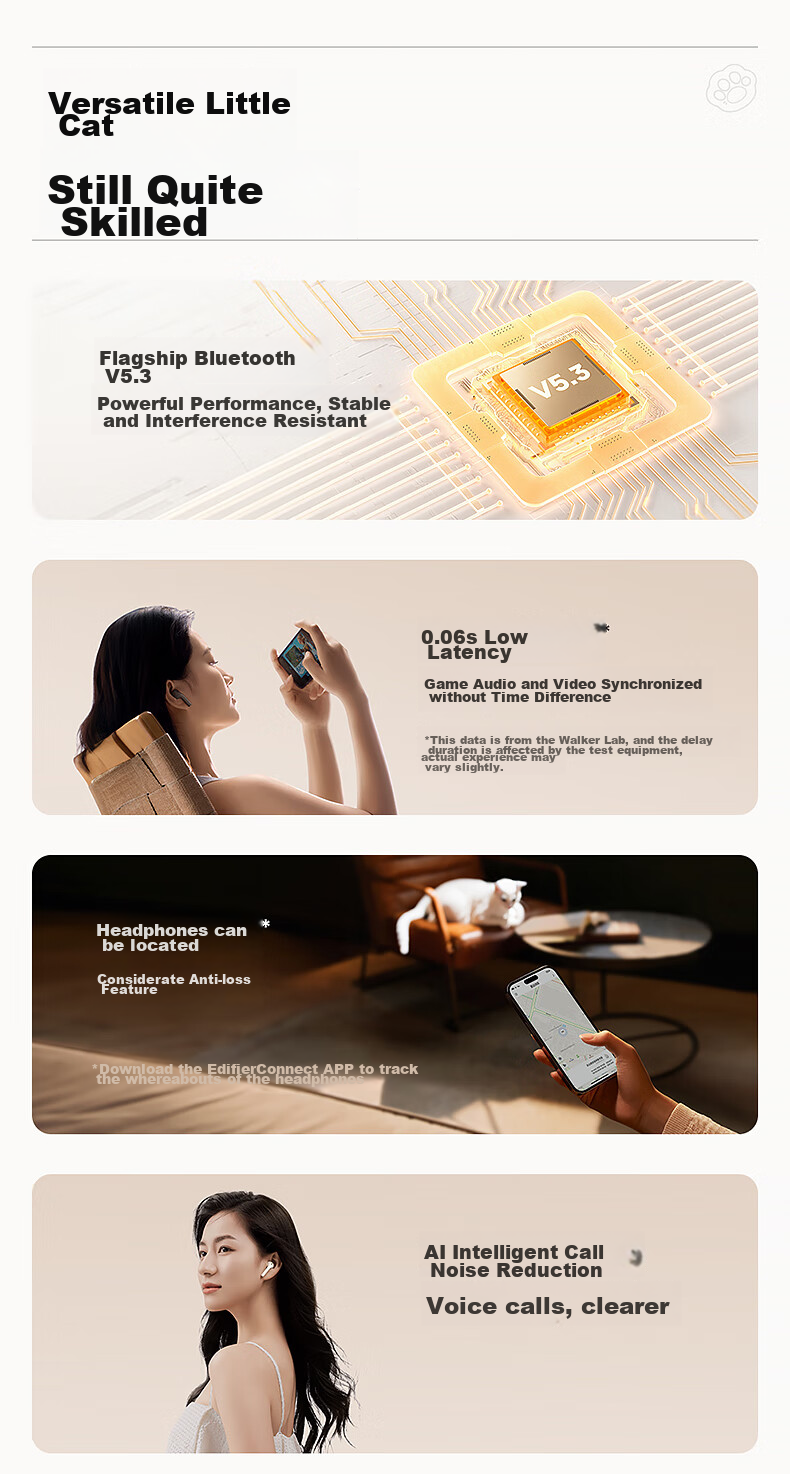 Manbuzhehuazai Zero Miao Series Limited Edition Gift Box, True Wireless Bluetooth Earphones, Semi In-Ear Headphones, Boodle Cat 11
