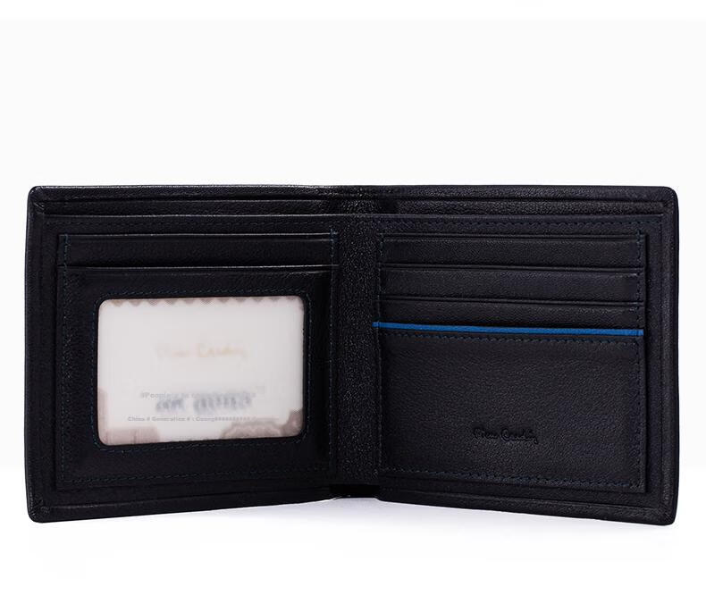 Pierre Cardin Men's Wallet, Top-Grain Leather, Short Style, Genuine Leather, High-End Purse, Gift Box, Suitable for Gifting, Black 19