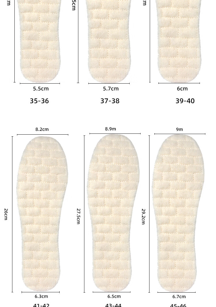 FOOTOPPO Wool Latex Warm Insoles for Men And Women, Winter Fleece-Lined Thick Soft Plush Shoe Inserts for Cold Protection, Autumn And Winter 3