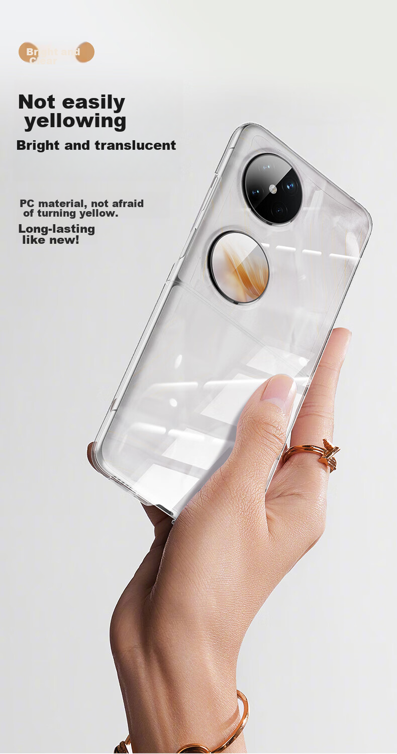 BIAZE Phone Case for Huawei Pocket 2, Foldable Screen Protective Cover, Flip-Type Full Protection Anti-Drop Ultra-Thin Heat Dissipation Cool Transparent Hard Shell JK647 Transparent 6