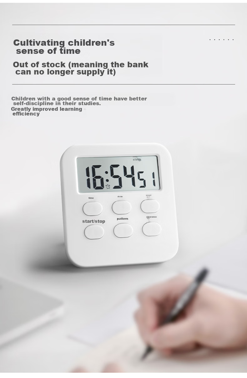 GEDUN Stopwatch Timer Alarm Clock, Kitchen Baking Soup Timer, Clock Reminder for Students, White 3