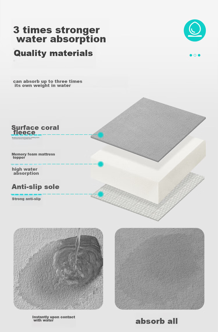 Dajiang Bathroom Mat, Entrance Absorbent Floor Mat, Toilet Foot Mat, Bathroom Mat, 50x80cm 6
