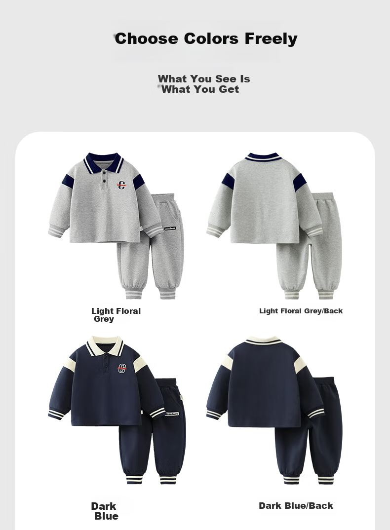 Ciciibear Boys' Preppy Style Set, Spring And Autumn Collection, Children's Polo Collar Sportswear, 2024 New Style, Toddler Clothing for Boys 7