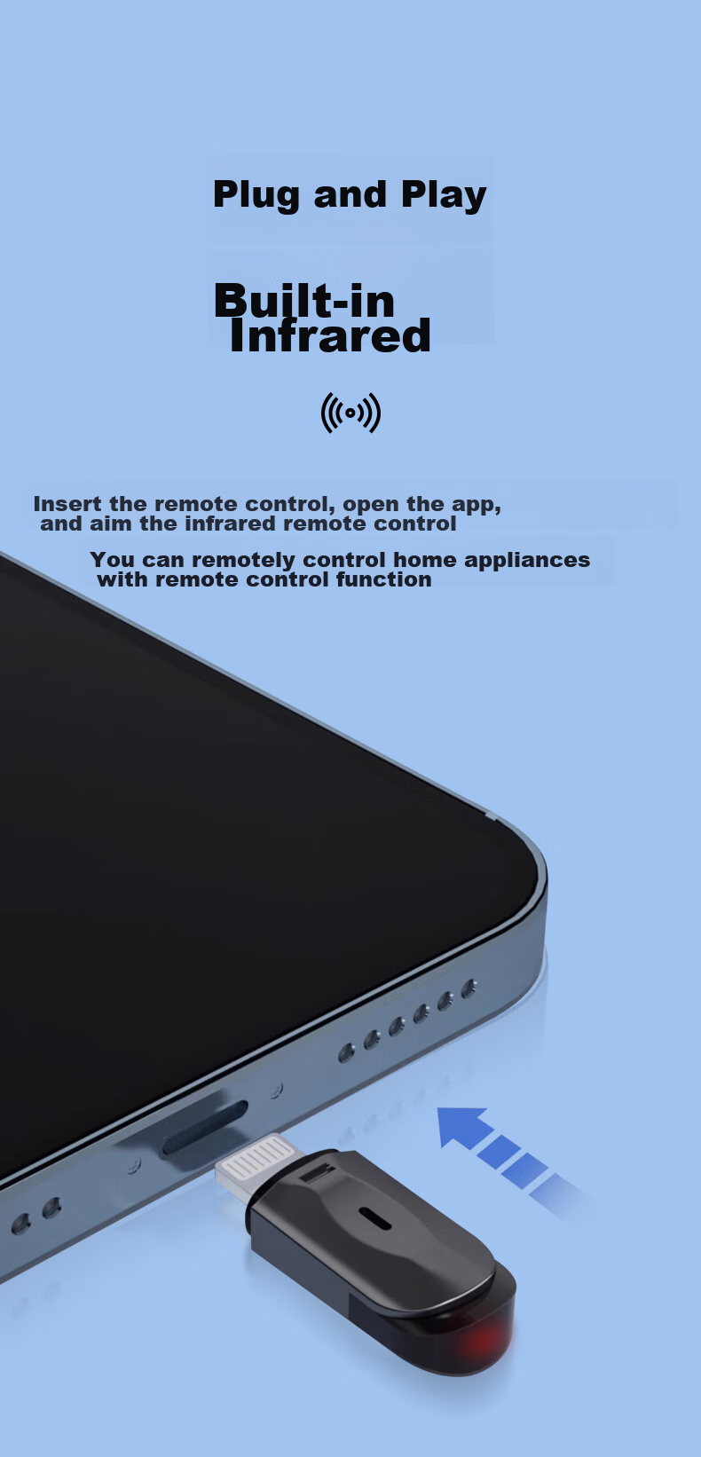 Masentek Mobile Infrared Air Conditioner Remote Control Transmitter, Android Type-C Interface External Plug-In Smart Accessory Device for TV, Compatible with Huawei, Apple Lightning/USB 11