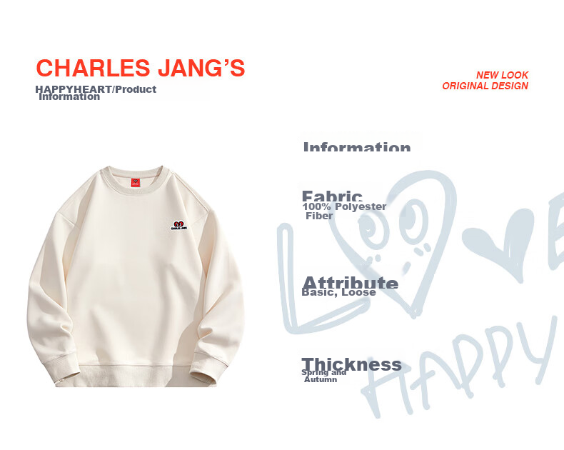 Chaersitaoxin [Bailu & Wang Churan Same Style] Sweatshirt Unisex Couple Heart Embroidery Base Layer, Pink, Size L 3