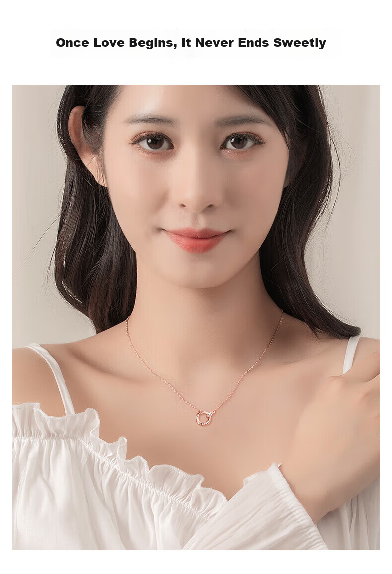 GLTEN Mobius Ring 999 Pure Silver Necklace, Women's Jewelry, Birthday Gift, Light Luxury Niche Pendant, for Girlfriend Or Wife 3