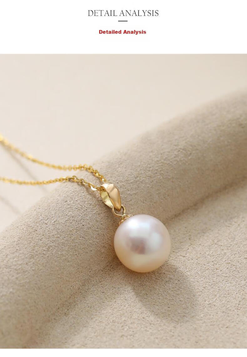 Daimi S925 Silver Round Beads 10-11mm Freshwater Pearl Necklace Pendant Birthday Gift for Wife Lover with Certificate 12