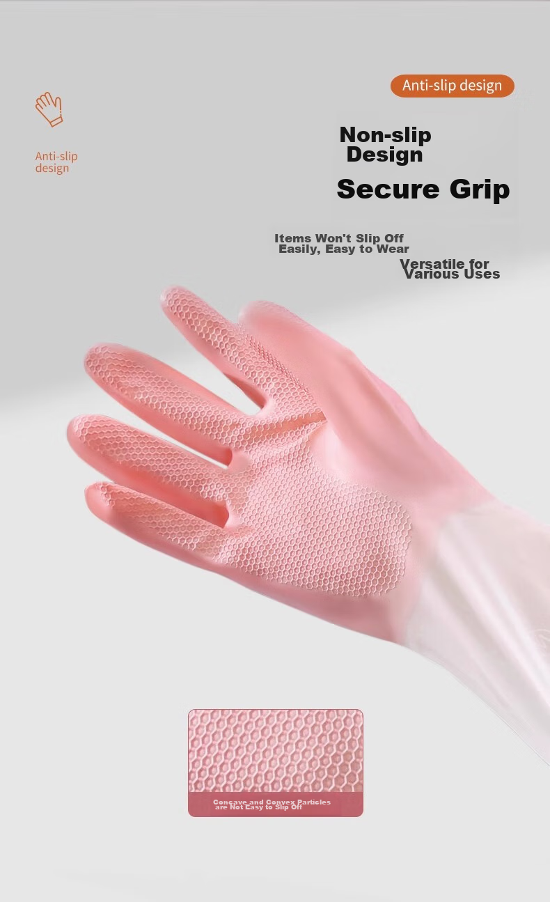 Guangduola Extended Nitrile Household Dishwashing Gloves Waterproof Anti-Slip Kitchen Cleaning Gloves 2 Pairs 5