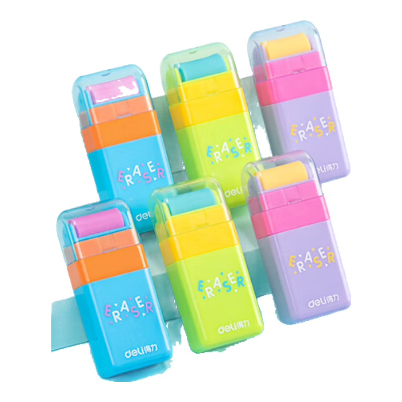 Deli Classic Roller Eraser, Dust-Gathering And Easy to Erase, for Students' Exams, Art Drawing, Sketching, Back-To Stationery, Random Color, Single Piece