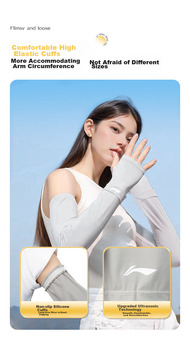 Li-Ning Ice Sleeve Arm Sleeves for Men And Women, UV Protection Ice Silk Sleeves, Cycling Arm Guards, Arm Sleeves for Sun Protectio 14