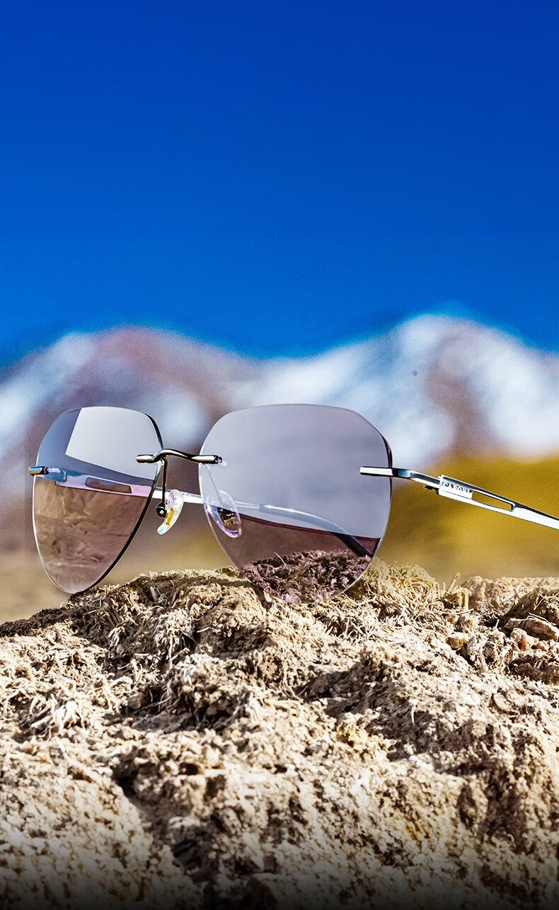 CAPONI Pure Titanium Frameless Photochromic Polarized Sunglasses for Men, Driving-Specific Sunglasses, Day And Night Use, Aviator Large Frame Glasses 4