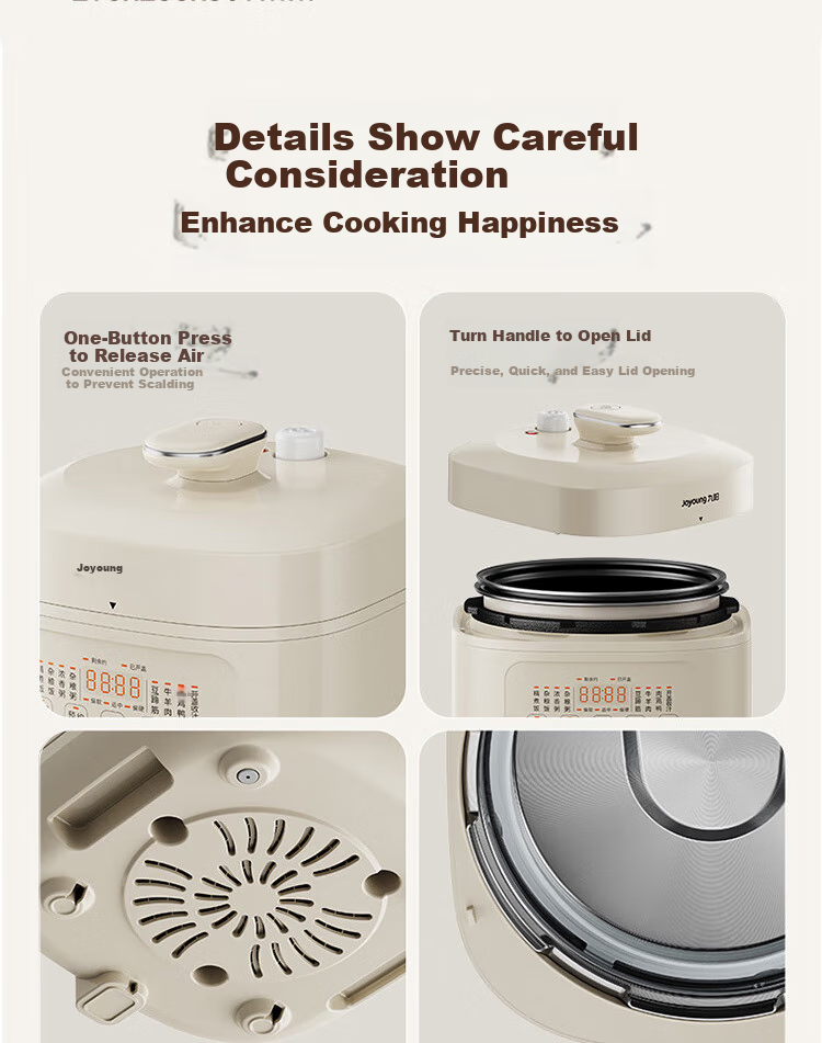 Joyoung Home 5L Dual Inner Pot Rice Cooker with Crystal Diamond Inner Pot for Stewing Soup, Cooking Porridge, Cooking Rice, Electric Pressure Cooker with Deep Soup Inner Pot, Multifunctional High-Pressure Stewing And Cooking Pot Y-50H115 2