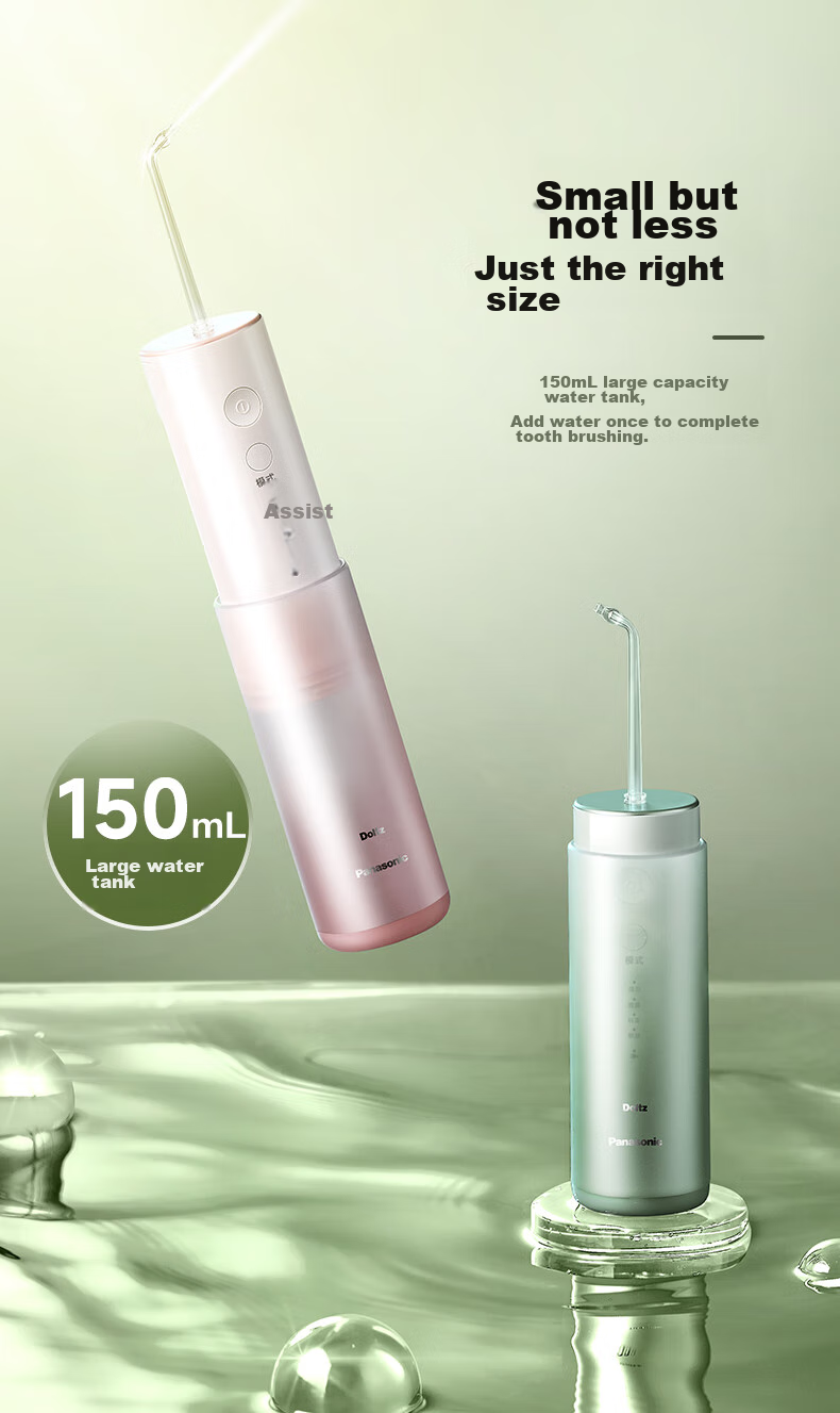 Panasonic Dental Irrigator for Adults And Children, Water Flosser, Ultrasonic Tooth Cleaner, Portable Teeth Washer, Water Flosser, Birthday And Holiday Gift for Men And Women, Travel DJ43 Gree 15